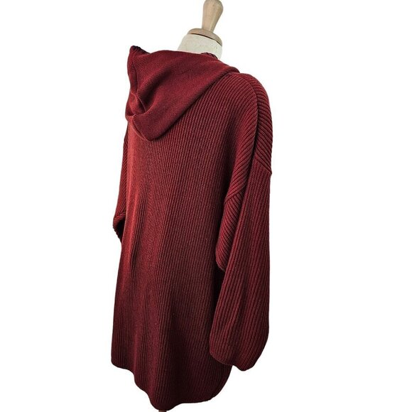 BIB SML Sport Hood Coat Sweater Womens 2X Blue Toggle Close Fuchsia Acrylic Knit - Picture 9 of 12